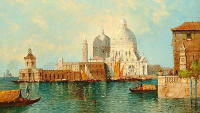 Santa Maria Della Salute; A Venetian Canal Scene (Pair)