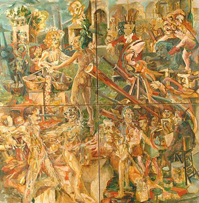 Figures doing different activities by Basil Jonzen - Auction record, sale price, and art valuation. Compare with similar artists and explore comparable artworks.