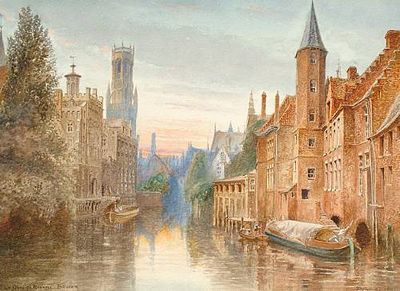 Le Quai du Rosaire, Bruges; Malines Cathedral(Pair)