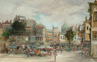 Street Scene with Flower Market by Theodorus van Oorschot - Auction record, sale price, and art valuation. Compare with similar artists and explore comparable artworks.