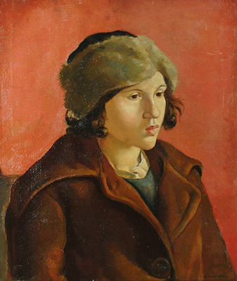 Portrait of a Girl in a Fur Hat, with Red Background by Clara Klinghoffer - Auction record, sale price, and art valuation. Compare with similar artists and explore comparable artworks.