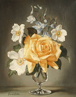 Rose, Delphinium and Japanese Anemones