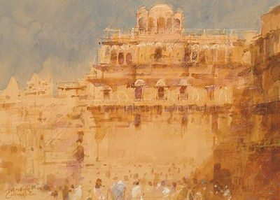 In Jaisalmer Fort by Grenville Cottingham - Auction record, sale price, and art valuation. Compare with similar artists and explore comparable artworks.