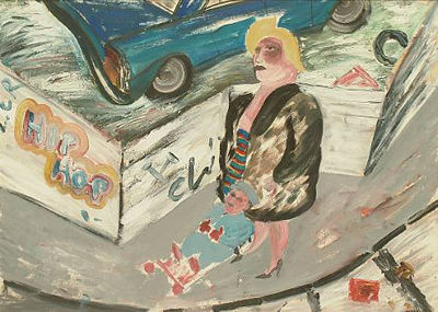 Woman and child in pushchair