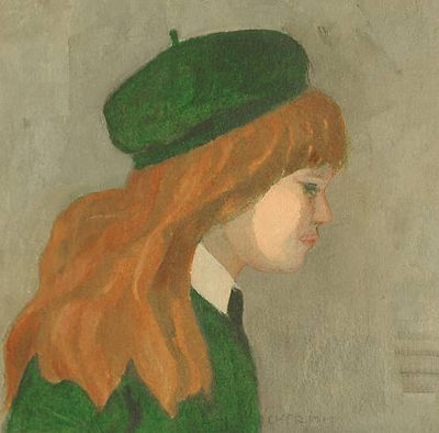 Portrait of girl in green beret