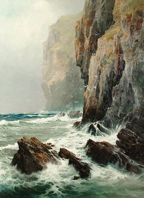 Waves breaking against rocky cliffs by Reginald Smith - Auction record, sale price, and art valuation. Compare with similar artists and explore comparable artworks.