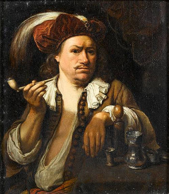 A man smoking a pipe