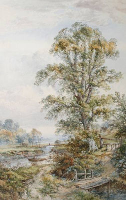 Rowing down a country river; Approaching the farmhouse