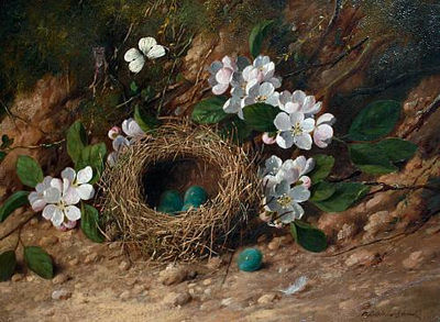 Still life of a bird's nest and flowers on a bank by William Cruickshank - Auction record, sale price, and art valuation. Compare with similar artists and explore comparable artworks.