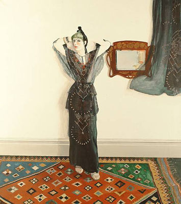 A full-length portrait of Zandra Rhodes by David Remfry - Auction record, sale price, and art valuation. Compare with similar artists and explore comparable artworks.