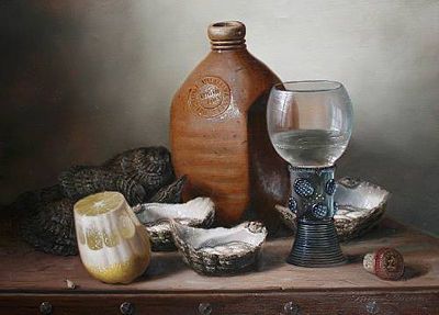 Still life of oysters; Still life of clementines (a pair)