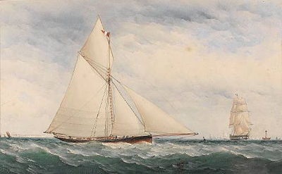A big cutter racing off the south coast