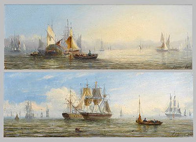 Shipping on a calm day (a pair)