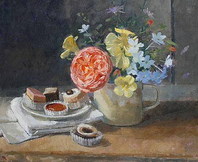 Late summer flowers and petit fours by Pamela Kay - Auction record, sale price, and art valuation. Compare with similar artists and explore comparable artworks.