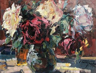 Still life of flowers by Sergei Besedin - Auction record, sale price, and art valuation. Compare with similar artists and explore comparable artworks.