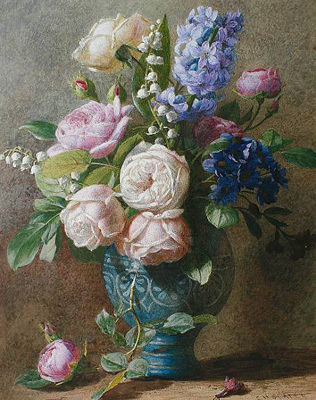 Still Life of roses and hyacinths in a vase by Charles Henry Slater - Auction record, sale price, and art valuation. Compare with similar artists and explore comparable artworks.