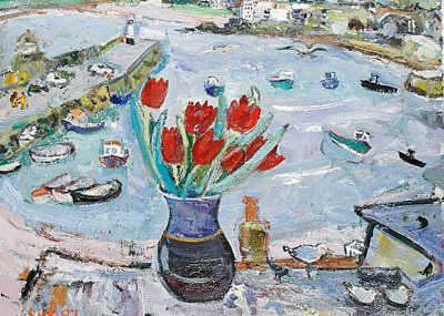 Spring Whirling, St Ives (Seagulls weathering the wind) by Linda Weir - Auction record, sale price, and art valuation. Compare with similar artists and explore comparable artworks.