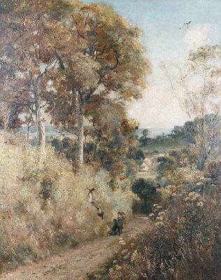 Figures on a country lane