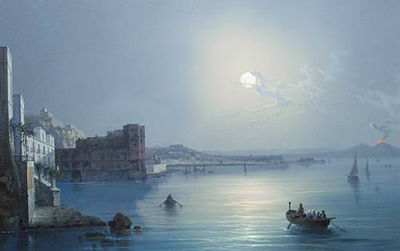 The Bay of Naples at night with Vesuvius erupting by Konrad Corradi - Auction record, sale price, and art valuation. Compare with similar artists and explore comparable artworks.