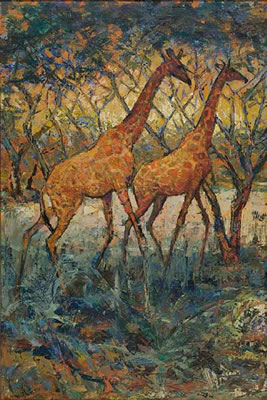 Giraffe amongst the Mopane
