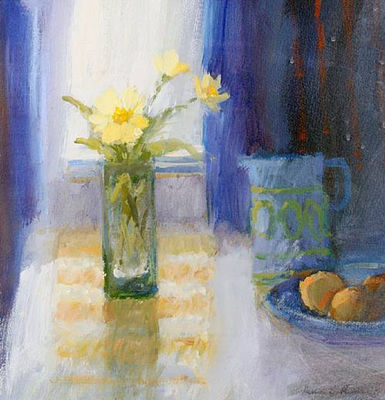 Still life, yellow and blue