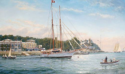 The yacht 'Iduna' anchored off the Royal Yacht Squadron, Cowes, 1904