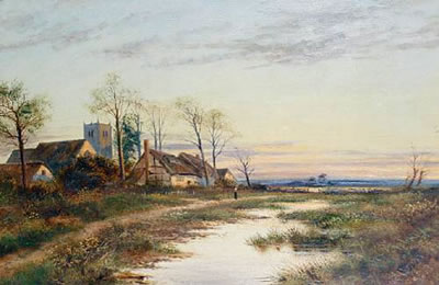 Landscapes at sunset, a pair