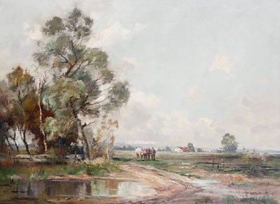 Herdsman and cattle in an open landscape, Schleißheim