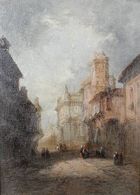 Continental town scenes, a pair (2)