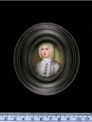 William Dolliffe, wearing mauve coat trimmed with white over lace chemise and tied stock, powdered bag wig by Noah Seaman - Auction record, sale price, and art valuation. Compare with similar artists and explore comparable artworks.