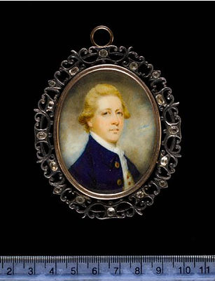 A Gentleman, wearing blue coat with brass buttons over white waistcoat and tied white stock, his fair hair curled by James Nixon - Auction record, sale price, and art valuation. Compare with similar artists and explore comparable artworks.