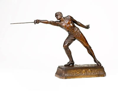A bronze figure of the 'Duelist's Lunge'