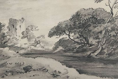 Ruins in a wooded landscape; and A country path (a pair)