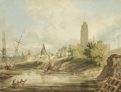 Bristol Cathedral from the Floating Harbour; St Mary Redcliffe from the River Avon, a pair