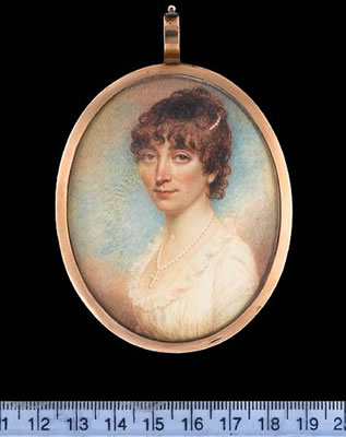 Maria Jane Jackson, wearing white dress with frilled neckline; oval