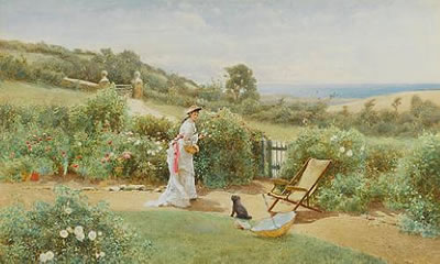 Gathering flowers in a coastal garden