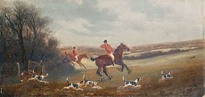 Hunting scenes, a set of four (4)