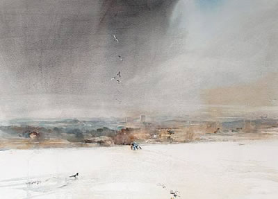 "Light powdering of snow on the downs"