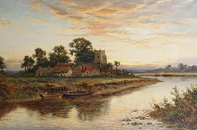Sunset on the river by Charles Leader - Auction record, sale price, and art valuation. Compare with similar artists and explore comparable artworks.