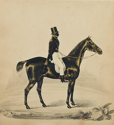 A silhouette of a Gentleman, called Lancelot Shenton Ball Esq, on horseback, full-length, profile to the right, wearing riding boots, jodphurs, double-breasted riding jacket, waistcoat fastened at his neck, stock, top-hat and gloves by Henry Albert Frith - Auction record, sale price, and art valuation. Compare with similar artists and explore comparable artworks.