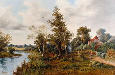 A pair of river landscapes