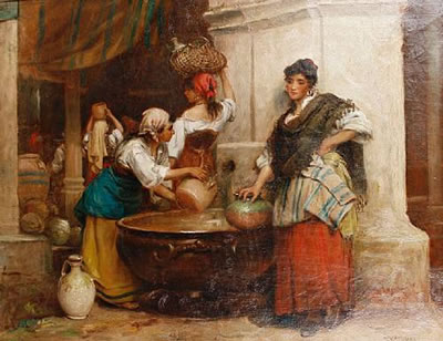 Sample artwork by Thomas Kent Pelham (1831 - 1907), known for romantic and costumbrista portraits in a golden palette. - View similar artists and auction records