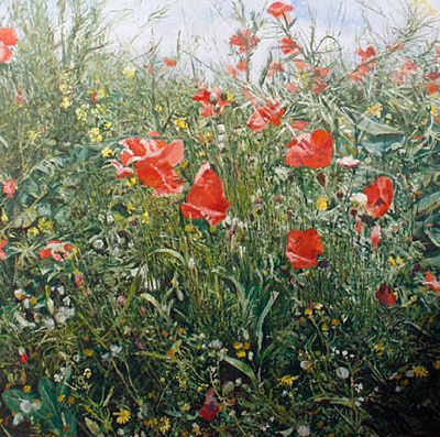 "Poppies on a bank"