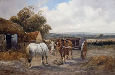Horses in a farmyard by Charles W Oswald - Auction record, sale price, and art valuation. Compare with similar artists and explore comparable artworks.