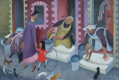 "Scrubbing doorsteps"