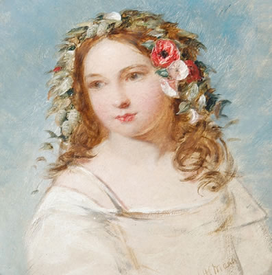 Girl with flowers in her hair by Joshua Hargrave Sams Mann - Auction record, sale price, and art valuation. Compare with similar artists and explore comparable artworks.