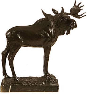 A large bronze model of an elk