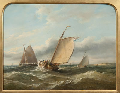 Fishing Vessels off a coastline