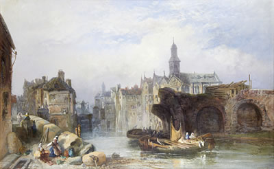 Continental town scenes by a river, a pair by James Vivien Fleury - Auction record, sale price, and art valuation. Compare with similar artists and explore comparable artworks.