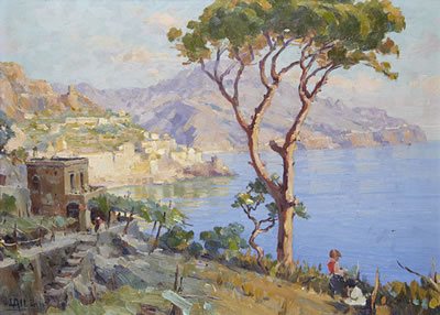 Sample artwork by Luca Albino (1884 - 1952), known for coastal, landscape painting, fishing genre - View similar artists and auction records